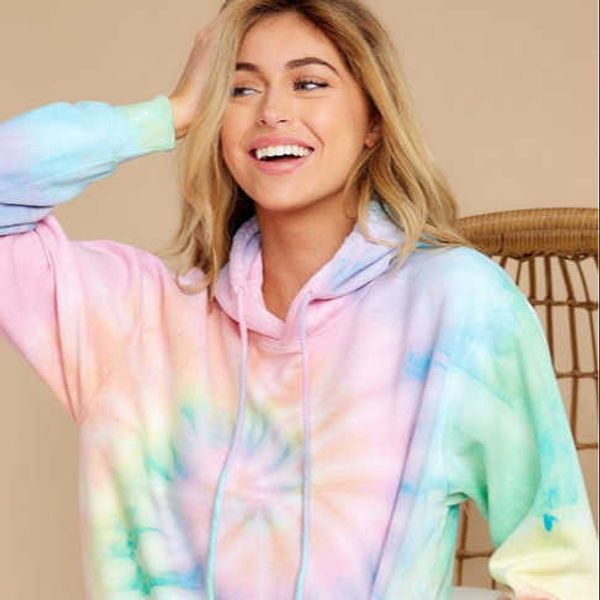 

new designer streetwear tie dye thin women's hoodies sweatshirtsfup, Black