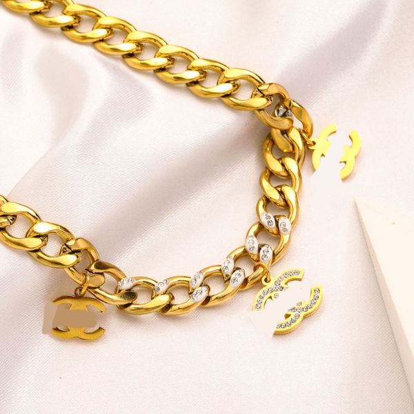 

18k gold plated designer letter pendant necklace choker luxury design elegant pendant thick chain brand necklaces for women jewelry high qua, Silver