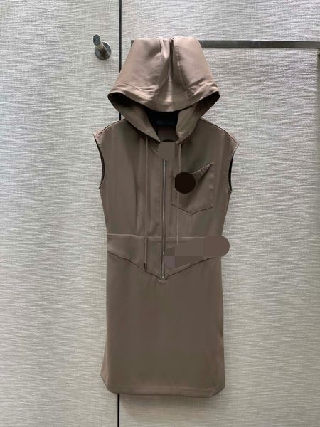 

606 xl 2023 runway dress hooded sleeveless dress empire brand same style dress flora print womens clothes weilane134, Black