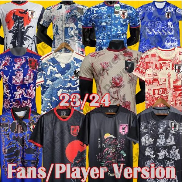 

japan 2022 2023 new soccer jerseys doan kids kit samurai kit pink japanese 22 23 24 football shirts fan player version cartoon men tee shir, Black;yellow