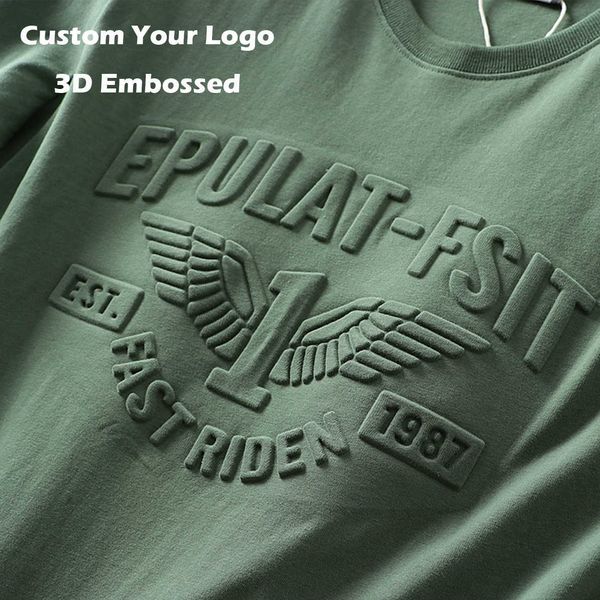 

t shirt plain classic round neck puff tshirt organic cotton tshirt custom d embossed printing polyester mens tshirt nkx, White;black