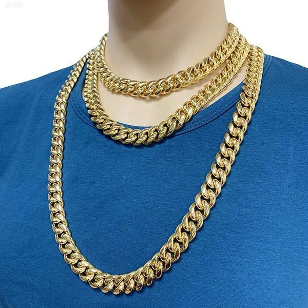 

14mm 8" 18" 20" 24" 30" solid lock mens cuban link pvd gold plated thick steel miami cuban chain, Silver