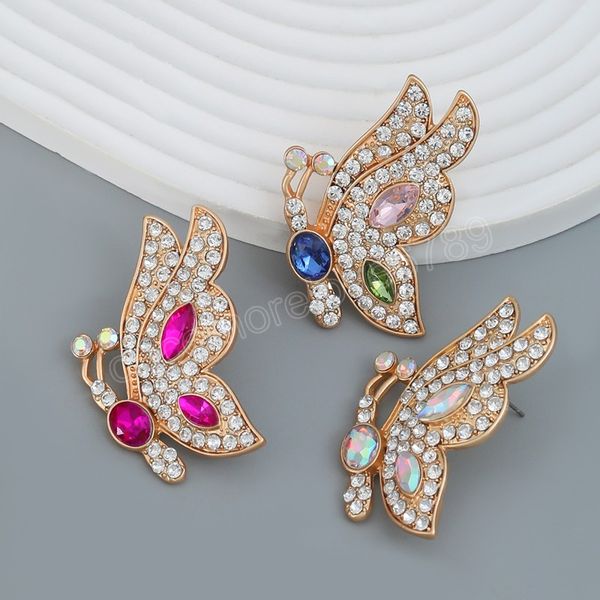 

fashion metal rhinestone butterfly geometry earrings for women's exaggerate elegant dangle earrings jewelry accessories, Silver