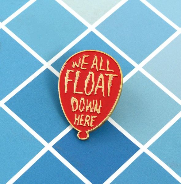 

selling cute cartoon personalized letter red balloon we all float down here alloy enamel pin badge brooch6665846, Gray