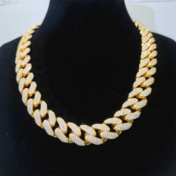 

18mm 3rows iced out bling diamond hip hop miami wholesale cuban link chain jewelry moissanite cuban chain, Silver