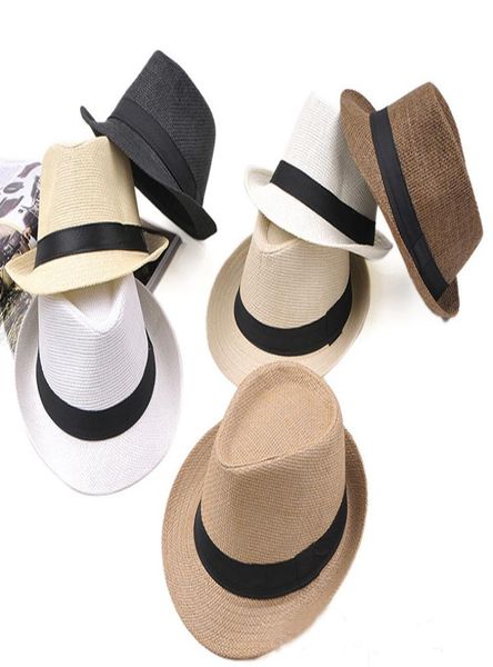 

7color fashion men039s women039s straw hat soft fedora panama hat jazz hat m0148882191, Blue;gray
