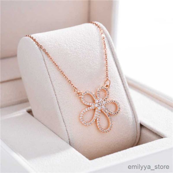 

pendant necklaces fashion sweet flower pendant women necklace lady wedding jewelry female stainless steel chain, Silver