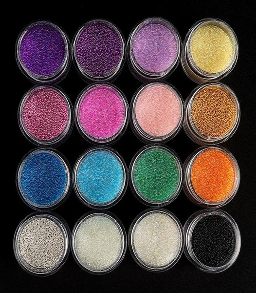 

16boxes colorful caviar beads nail rhinestone tiny crystal ab glass balls for art decorations acrylic gel manicure supplies7672470, Silver;gold