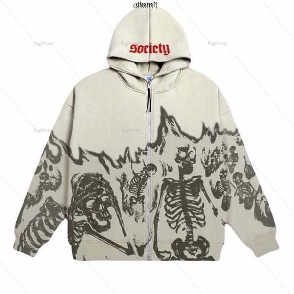 

men's hoodies sweatshirts zip up hoodie flame skull graphic print streetwear goth sweatshirt tracksuit haruku y2k, Black