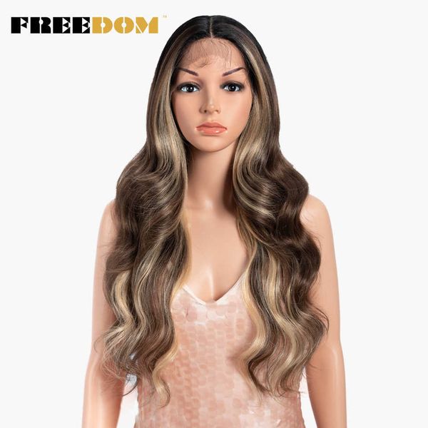 

synthetic lace front wigs body wave blonde brown ginger lace wigs for black women heat resistant cosplay wigs 230524, Black;brown