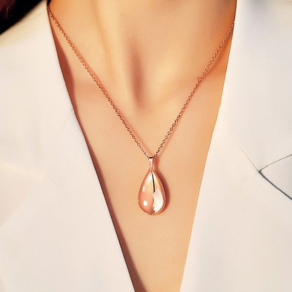 

women's pendnat necklace personalized and trendy stainless steel water drop pendant necklace openable for pet urns jewelry gift yw47pn-, Golden;silver