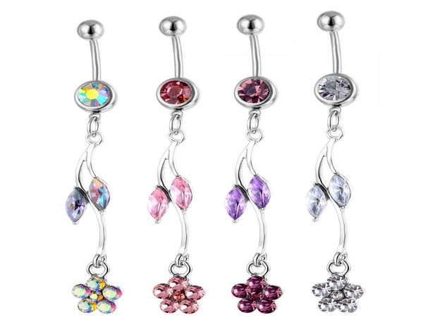 

d0528 flowers belly navel ring mix colors01234567894419660, Silver