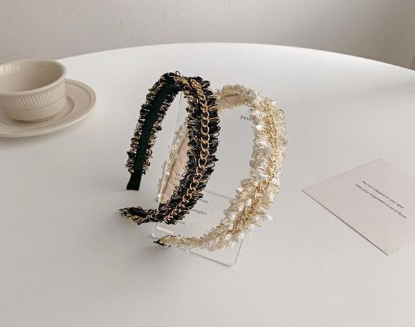 

black solid with chain wide bezel hairband headwear women brief headband girls hair bands hoop for children accessories9630481