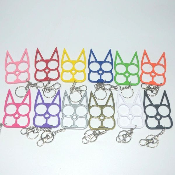 

cat mini self-defense keychains tool outdoor window breaker two-finger cat eye rabbit ear pendant bag charms key rings chains for women self, Silver