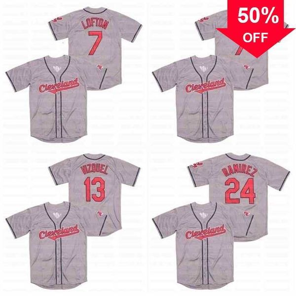 

xflsp glac202 7 kenny lofton 13 omar vizquel 24 manny ramirez turn back the clock baseball jersey stiched name stiched number fast shipping, Black