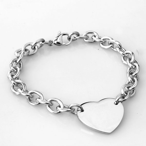 

luxury 19mm heart bracelet women chain stainless steel fashion round jewelry couple gift for woman accessories wholesale, Black