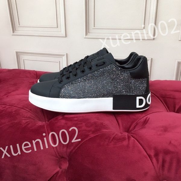

new luxury designer sneakers men and women casual shoes fashion white genuine leather flat sports skate shoes, Black