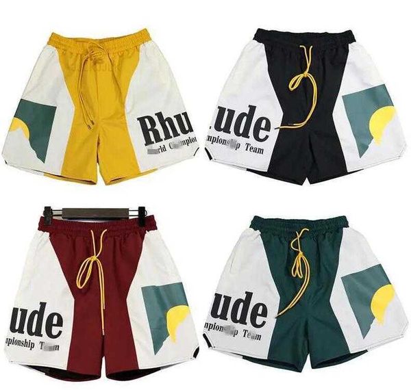 

h100 rhude mens shorts athletic casual mesh short men womens classic beach fashion luxury designer street hip hop couples shorts, White;black