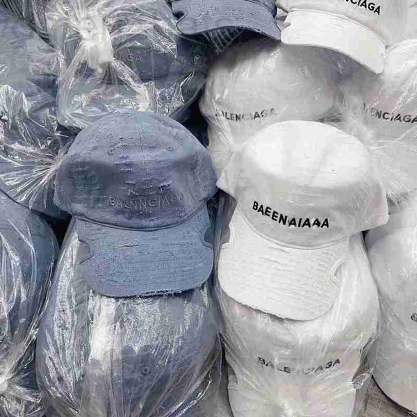 

ball caps designer new worn washed hole embroidery baseball cap summer sun protection sunshade casual versatile men and women, Blue;gray