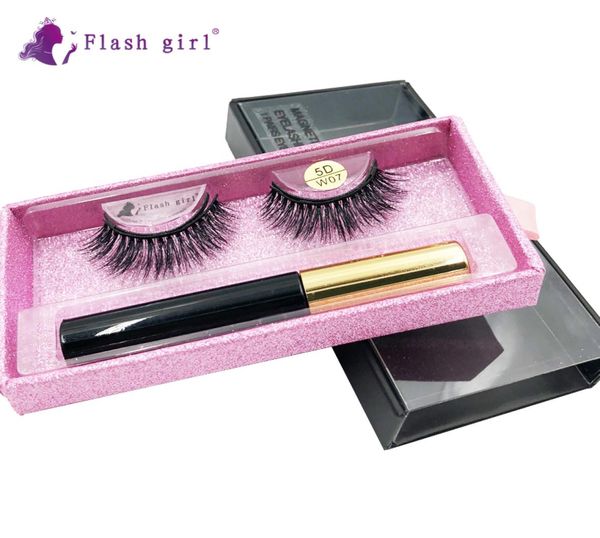 

flash girl 1pair 5d mink magnetic eyelashes luxury box magnetic liquid eyeliner magnetic false eyelashes and tweezer 2638301