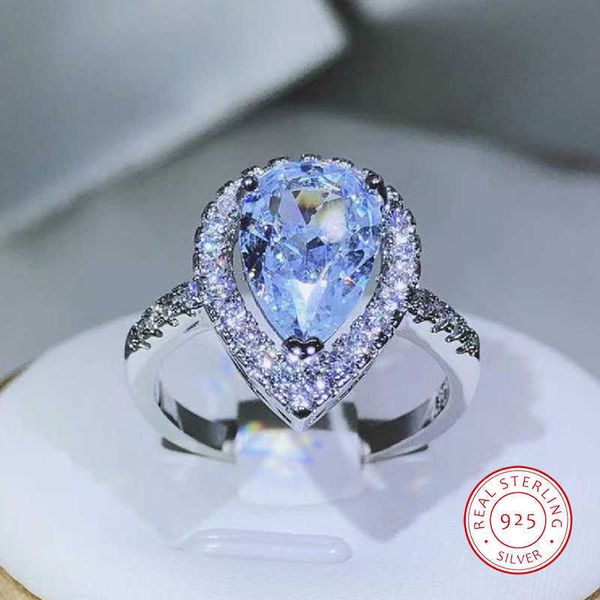 

solitaire ring 925 sterling silver elegant and exquisite dropshaped white zircon ring with diamonds for ladies fashion jewelry valentine&#03, Golden;silver