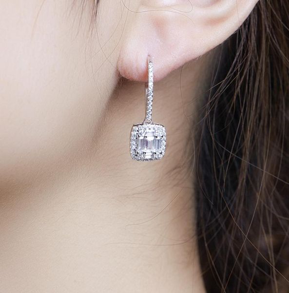 

lady039s classic solid 925 sterling silver earrings square put together sona diamond earrings wedding jewelry for women gift gi6449789