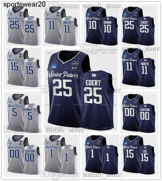 

custom ncaa 25 doug edert jerseys college basketball saint peter's peacocks 5 daryl banks iii 11 kc ndefo 15 matthew lee 10 fousseyni d, Black;red