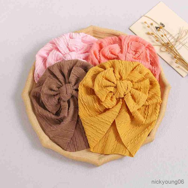 

hair accessories solid color bowknot baby hat turban soft knitted cotton infant beanies cap spring breathable newborn girl boy head, Slivery;white