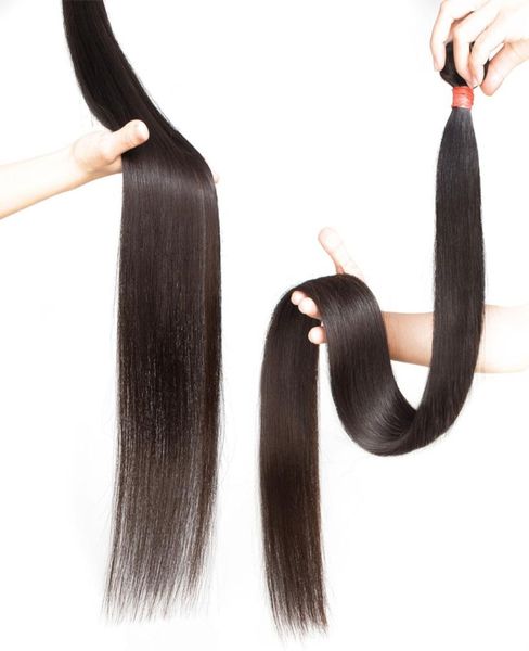 

dilys long straight human hair extensions brazilian virgin remy hair extensions hair wefts natural color 30 32 34 inch5321043, Black