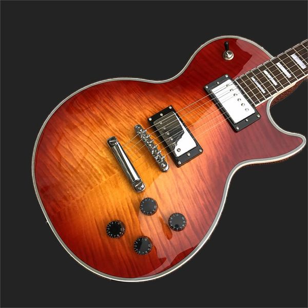 

custom shop, lp custom electric guitars, front and rear flame maple 22 shipping silver hardware,