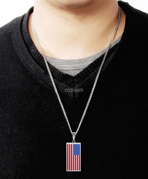 

gold american national flag pendant necklace stainelss steel chains tag necklaces for women men hip hop fashion jewelry will and s2718358, Silver