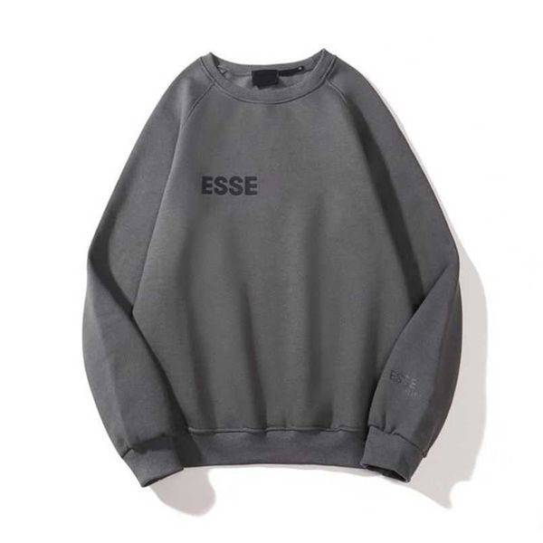 

fashion ess designer hoody hoodie fog double line ess2023 new men's and women's round neck sweater flocking lovers loose plush pul, Black