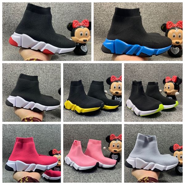 

2023 fashion boys girls sock kid casual baby shoes outdoors sports shoes paris designer triples light breathable black white classic pink gr