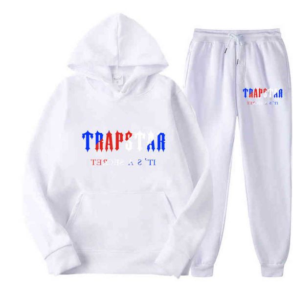 

tracksuit trapstar brand printed sportswear men's t shirts 16 colors warm two pieces set loose hoodie sweatshirt pants jogging leisure3, White;black