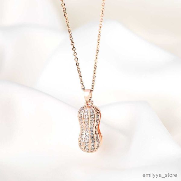 

pendant necklaces luxury pearl peanut pendant stainless steel necklace for women short necklace female party jewelry, Silver