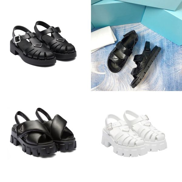 

luxurys shoes slipper fashion women foam sandals prad platform designer slides soft leather triangle dad sandal eur 35-40, Black
