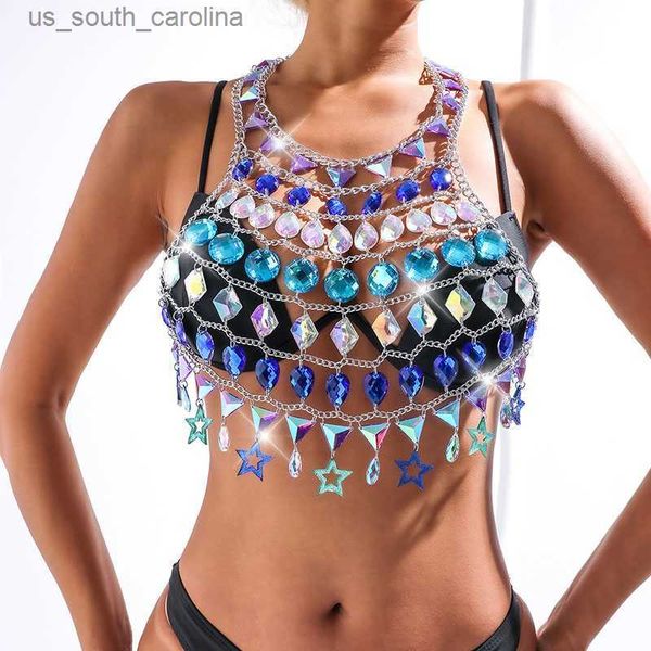 

camis hollow out halter women 2023 summer fashion crystal gem patchwork metal chain backless sleeveless womens y2k crop l230522, White