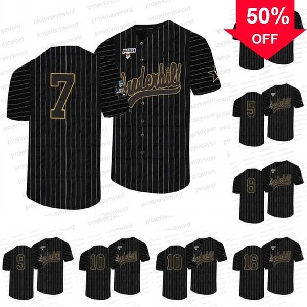 

xflsp glamit vanderbilt commodores 2021 college world series jersey dansby swanson cooper davis carter young matt hogan ethan paul t.j. mcke, Black