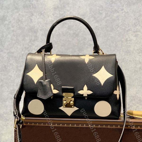 

10a mirror quality designers small madeleine handle bags womens real leather handbag luxury embossed pattern black purse crossbody shoulder