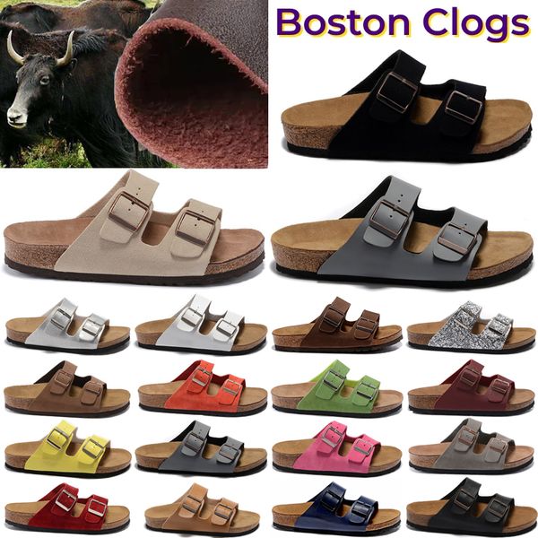 

sandals boston clog oiled leather bag head pull cork suede designer slides autumn winter loafers shoes classic tan brown black mens womens t