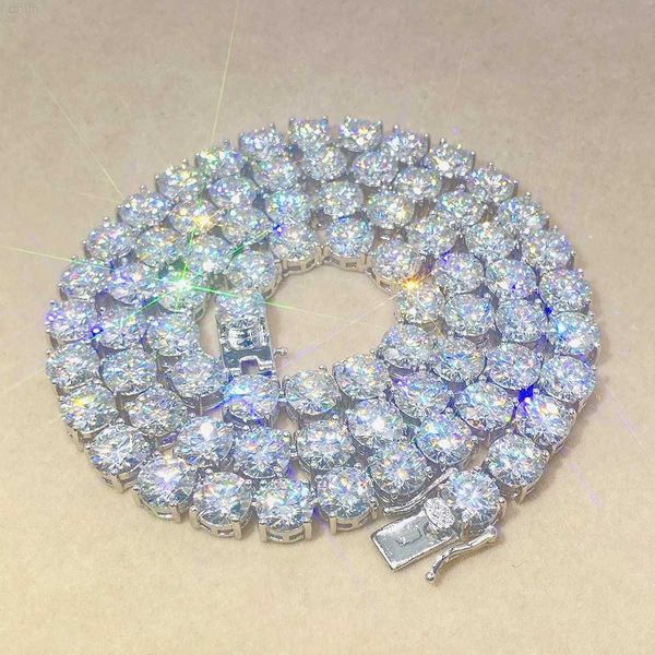 

pass diamond tester luxury jewelry 925 sterling silver gold plated tennis necklace bracelet 8mm moissanite tennis chain