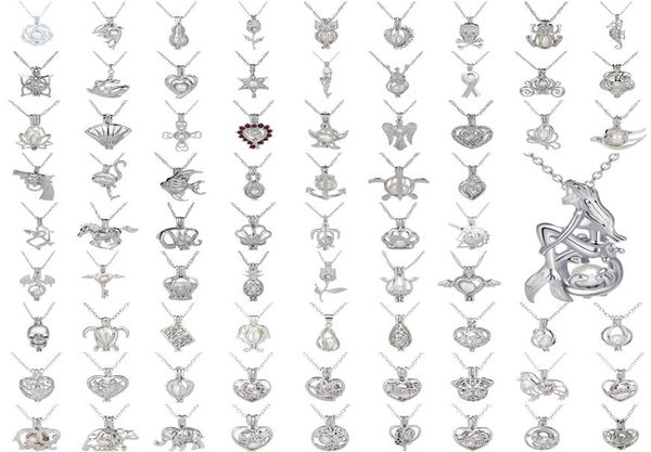 

love wish pearl cage pendant necklaces hollow natural pearl with oyster pearl cages charm silver chains for women fashion jewelry 1162945