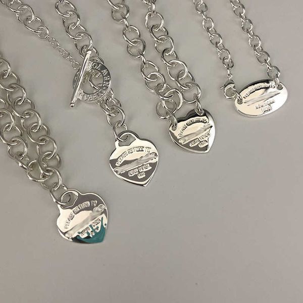 

versatile tiffay s925 sterling silver love ot buckle necklace for women's light luxury and small design sense rose gold lock bone chain, Black