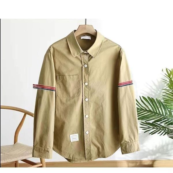 

it-thom men t-shirts pure brown long sleeve shirt m-4xl loopback jersey engineered summer wear stripe sweatshirt crewneck pullover g5, White;black