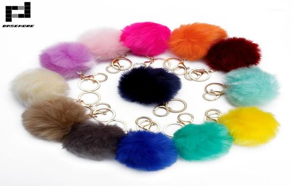 

basehome trinket pompons keychains faux fur keychain fluffy key chains trinkets pom pom keychaingold color chain13575822, Silver