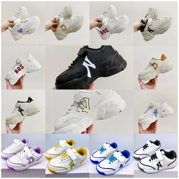 

2023 brand kids designer shoes sneakers spring summer baby outdoor sport leather breathable patchwork letters sneaker boys girls casual shoe, Black