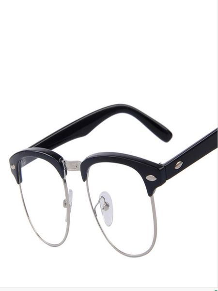 

classic retro clear lens men eyeglasses women half metal half metal eyewear 5 color3635462, White;black