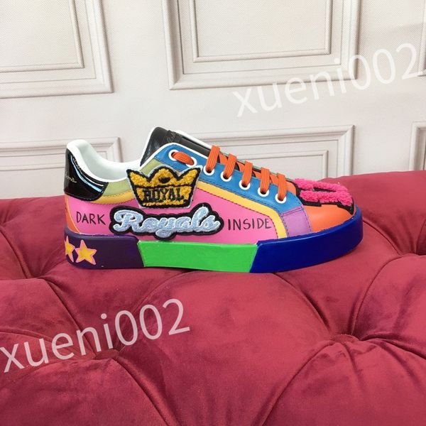 

new designer men causal shoes fashion woman leather lace up platform sole sneakers white black mens women's