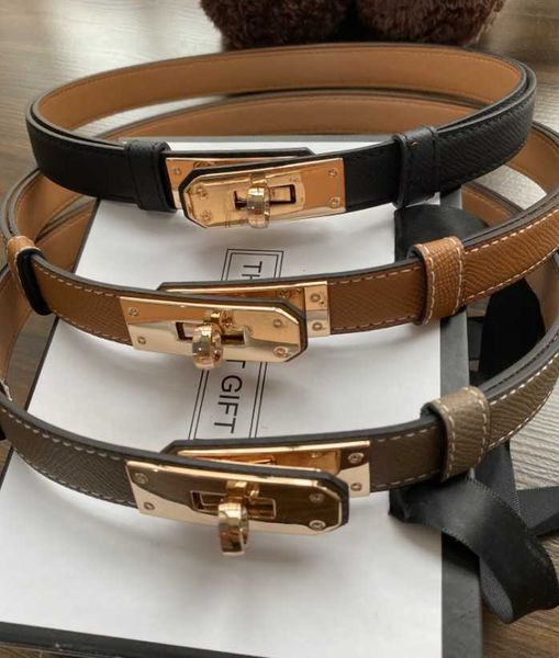 

belts suspenders korean fashion goods with skirt trousers women's cowhide thin and belt, Black;brown