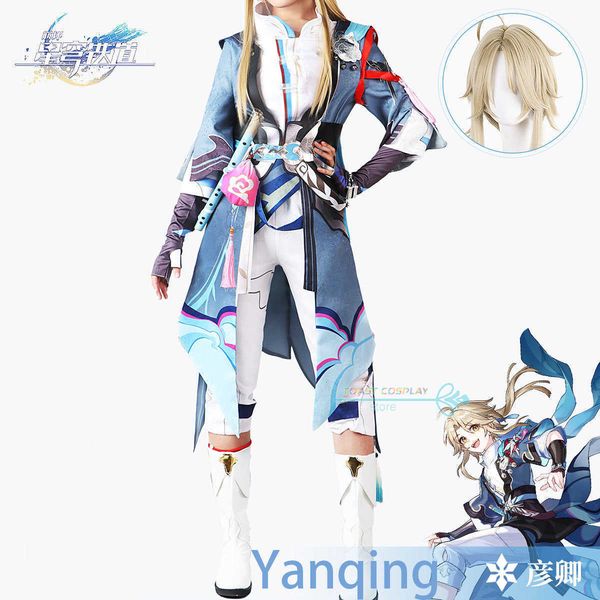 

anime costumes star rail cos yanqing cosplay come game animation character performance clothes wig halloween party comes z0602, Black
